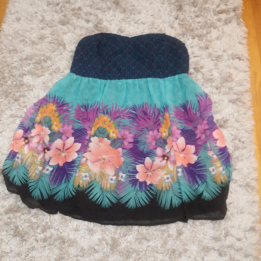 Torrid Strapless Tropical Summer Dress